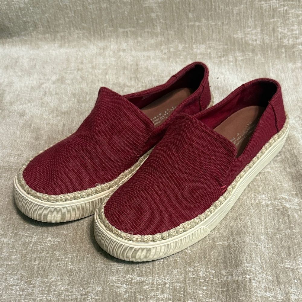 Toms Burgundy Espadrille Slip-Ons